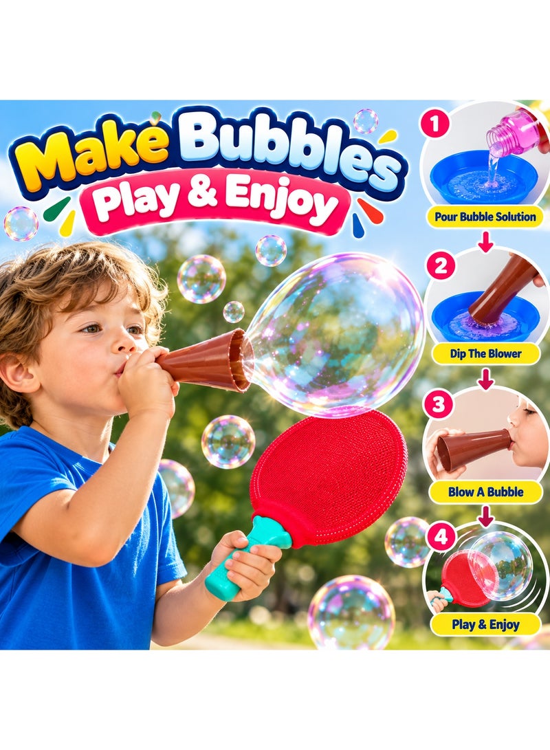 بابلز لعبة بينج بونج الفقاعات Bubbles للأطفال – مضربان مرنان لصنع الفقاعات واللعب التفاعلي - Image 5