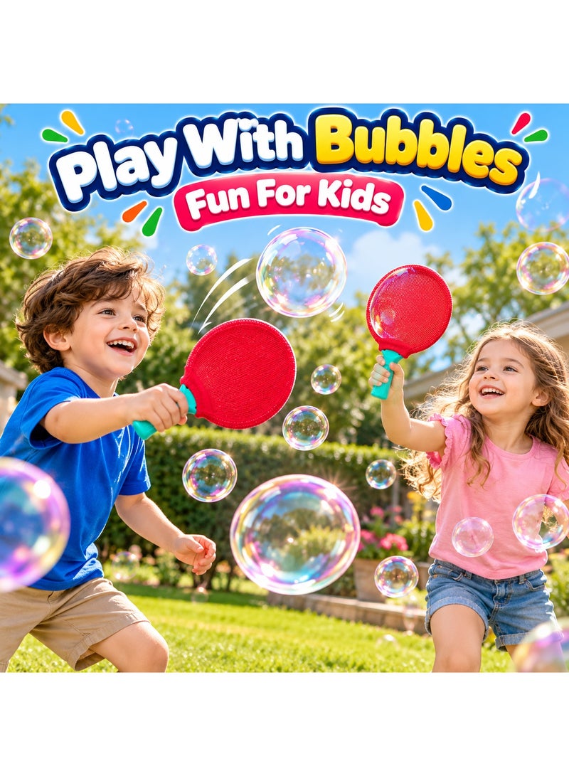بابلز لعبة بينج بونج الفقاعات Bubbles للأطفال – مضربان مرنان لصنع الفقاعات واللعب التفاعلي - Image 4