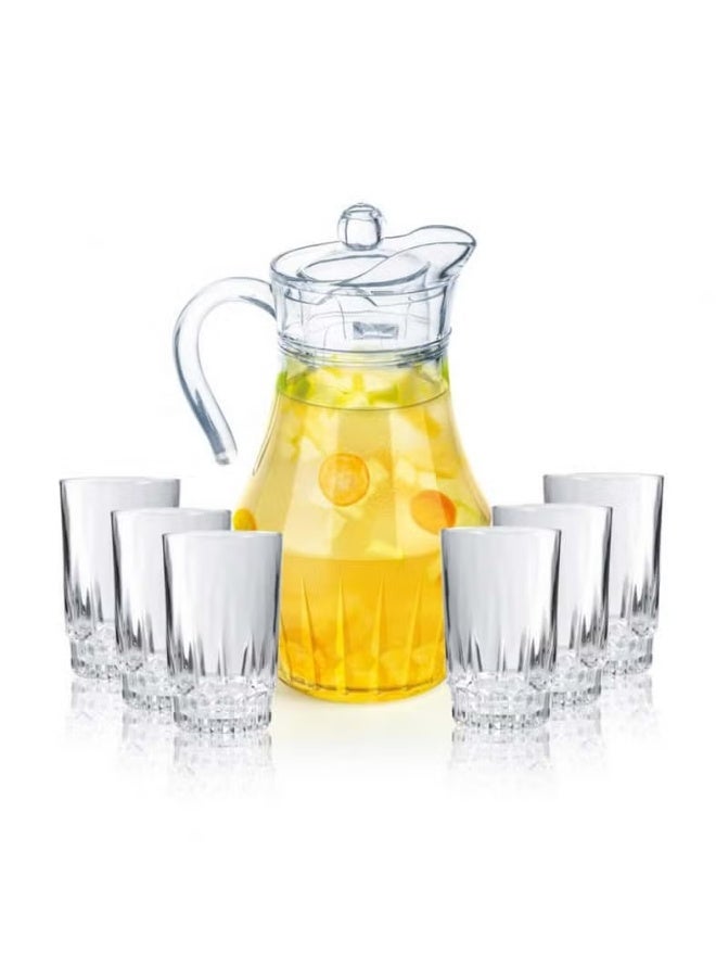 Luminarc Orient 7-Piece Glass Drink Set with Pitcher and 6 Glasses – Elegant Beverage Serving Set - Image 1