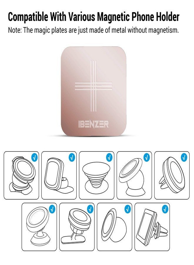 iBenzer Metal Plate for Magnetic Mount, iBenzer MagOn Car Magnet for All Magnetic Phone Car Mount Holder or Magnetic Cell Phone Holder,2 Pack,Rose Gold, CMH-MP03MPK-A - Image 3