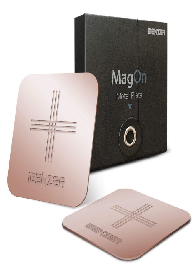 iBenzer Metal Plate for Magnetic Mount, iBenzer MagOn Car Magnet for All Magnetic Phone Car Mount Holder or Magnetic Cell Phone Holder,2 Pack,Rose Gold, CMH-MP03MPK-A - Image 1
