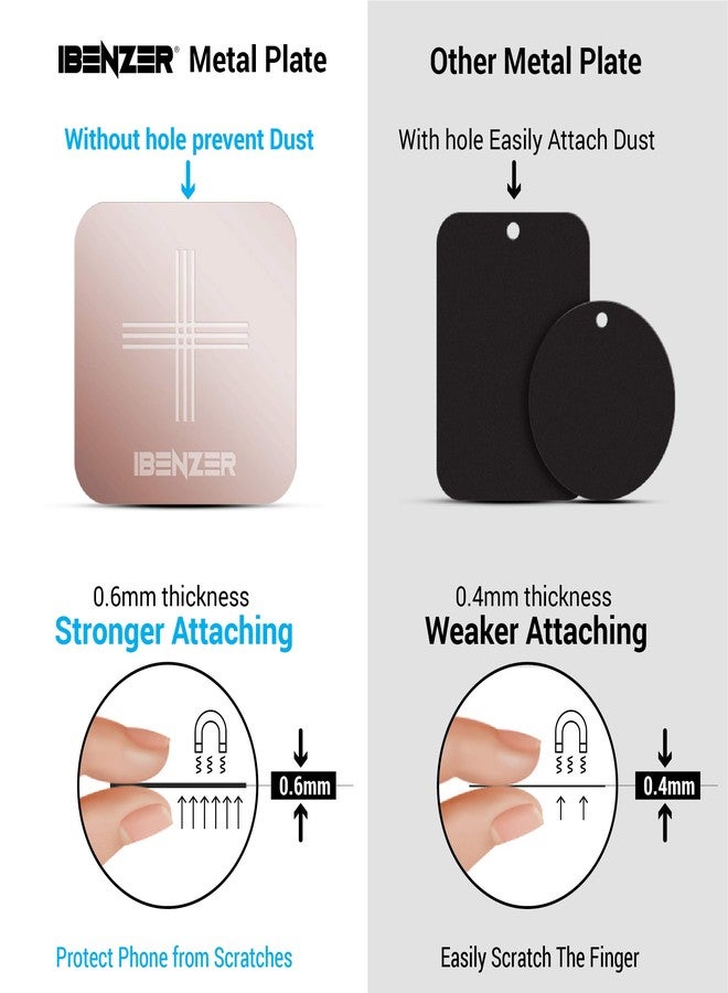iBenzer Metal Plate for Magnetic Mount, iBenzer MagOn Car Magnet for All Magnetic Phone Car Mount Holder or Magnetic Cell Phone Holder,2 Pack,Rose Gold, CMH-MP03MPK-A - Image 2
