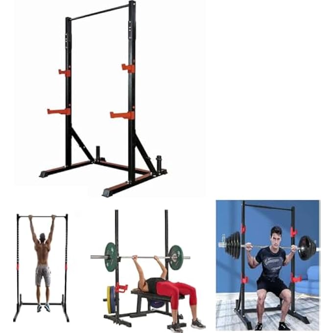 rayihni Adjustable Squat Rack & Bench Press Stand – Multifunctional Barbell Rack For Men’S Fitness, Home Gym Strength Training, Weight Lifting And Indoor Workouts (Black) - Image 3