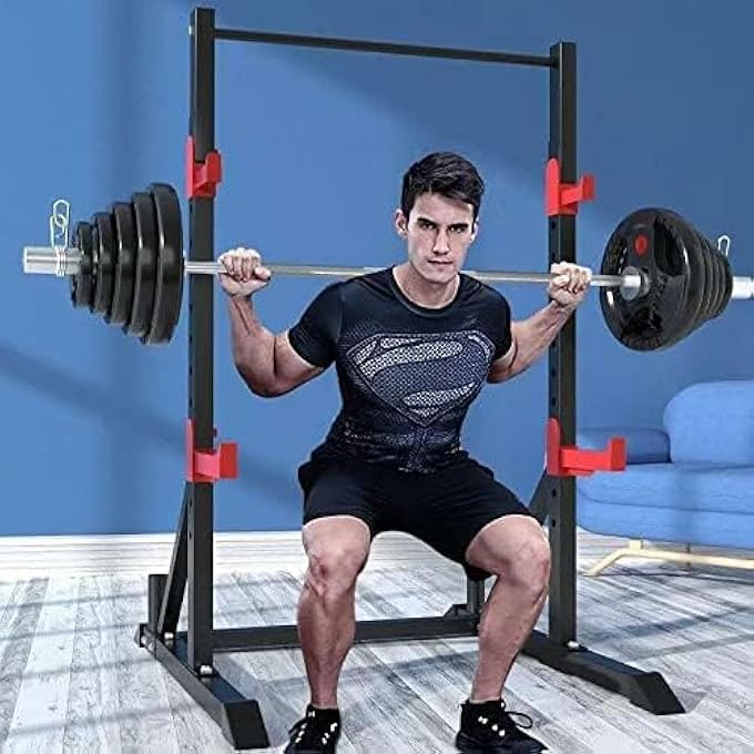 rayihni Adjustable Squat Rack & Bench Press Stand – Multifunctional Barbell Rack For Men’S Fitness, Home Gym Strength Training, Weight Lifting And Indoor Workouts (Black) - Image 4