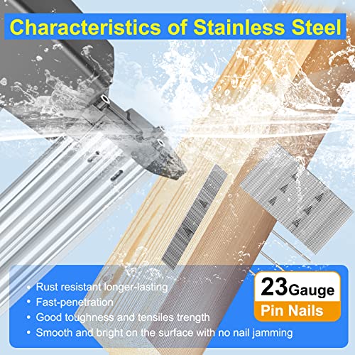 SimCos 23 Gauge Stainless Steel Pin Nails Headless Pinner Nails (3/8",9/16",3/4",1",1-3/8") Assorted 5 Sizes for Molding Cabinetry Building Assembly (10000) - Image 3