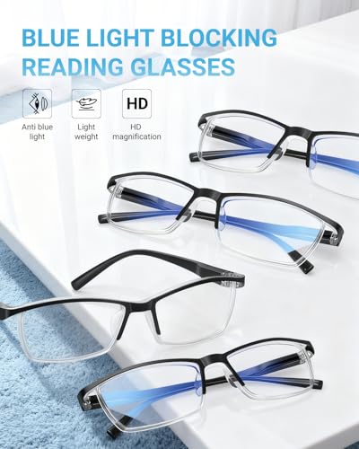 LUFF 4Pcs Anti-Blue-ray Reading Glasses Portable Ultra-Light Readers(0.00X) - Image 3