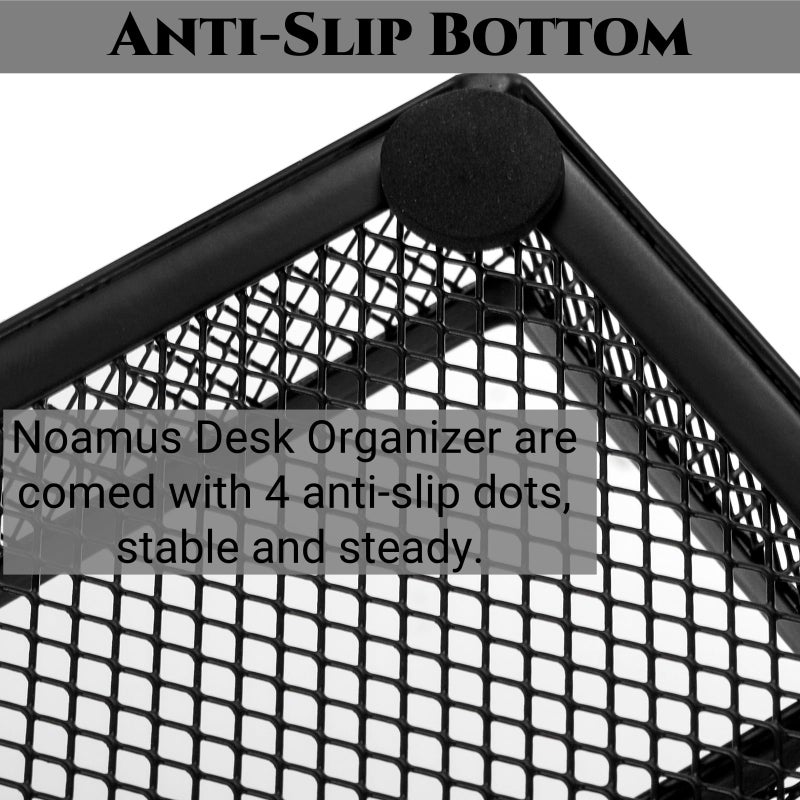 Noamus 2 Pack Desk Drawer Organizer, Metal Mesh Drawer Office Tray, 6 Compartments Pen Organizer Storage Box, Desktop Basket Accessories for Home Office School Kitchen Vanity Supplies, Black - Image 4