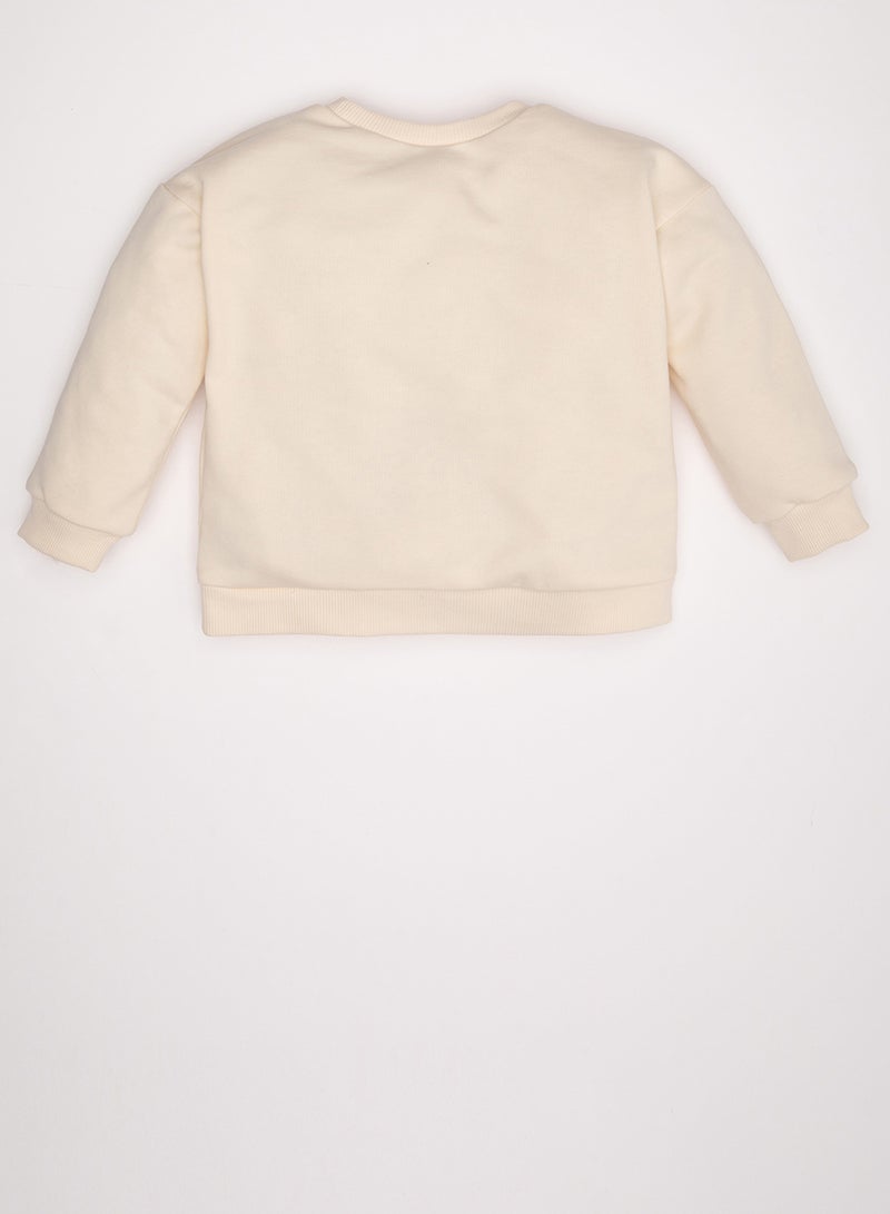 DeFacto Ecru Crew Neck Floral Printed Sweatshirt - Image 2