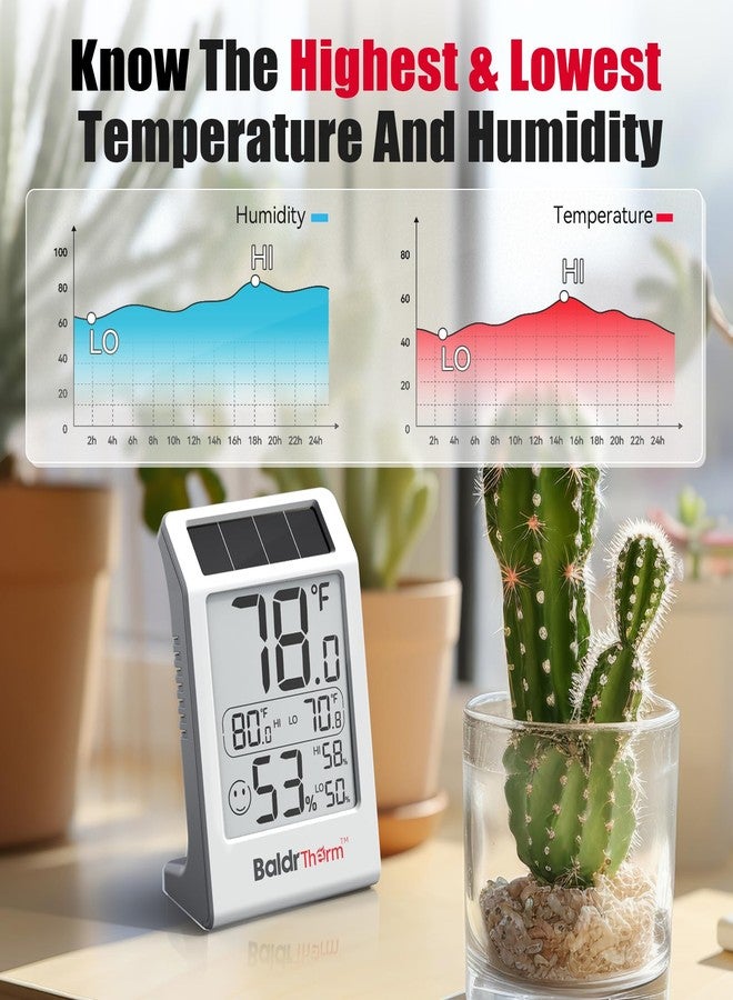 مقياس رطوبة BaldrTherm، مقياس حرارة للغرف، يعمل بالطاقة الشمسية، جهاز استشعار رقمي داخلي لدرجة الحرارة، مقياس رطوبة 3.2 بوصة لغرف الأطفال والمنزل والمكتب، عبوة من 3 قطع - Image 5