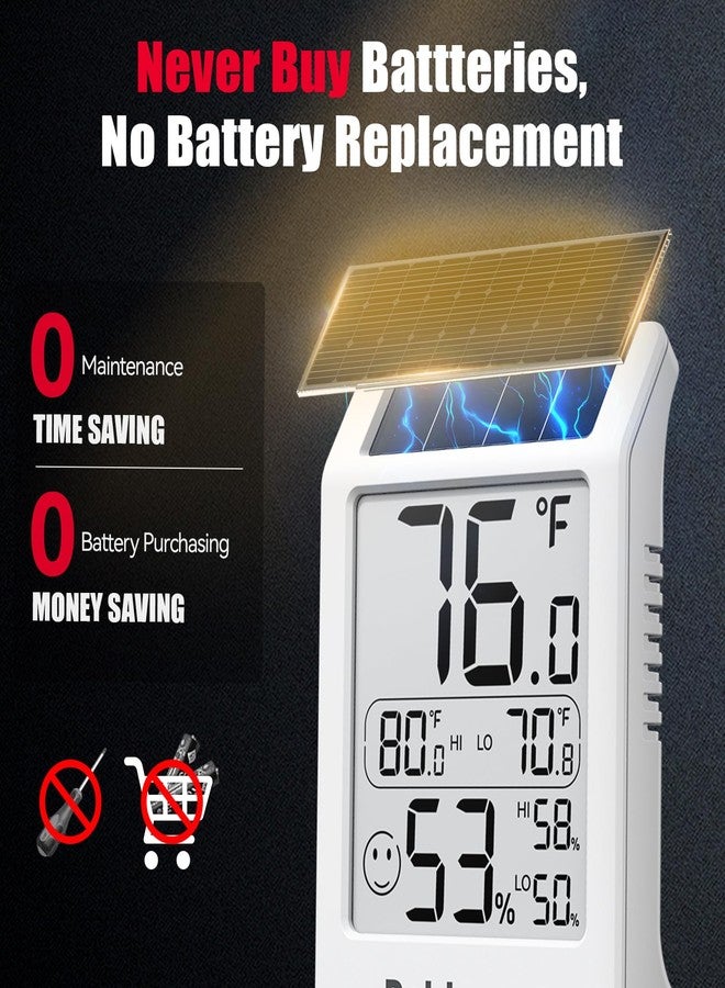 مقياس رطوبة BaldrTherm، مقياس حرارة للغرف، يعمل بالطاقة الشمسية، جهاز استشعار رقمي داخلي لدرجة الحرارة، مقياس رطوبة 3.2 بوصة لغرف الأطفال والمنزل والمكتب، عبوة من 3 قطع - Image 2