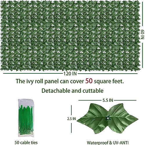 ODTORY Artificial Ivy Privacy Fence Wall Screen,60X120 in UV-Anti Faux Greenery Backdrop Ivy Vine Leaf Hedges Fence Panels for Patio, Balcony, Garden, Backyard Indoor Outdoor Green Wall Decor - Image 2