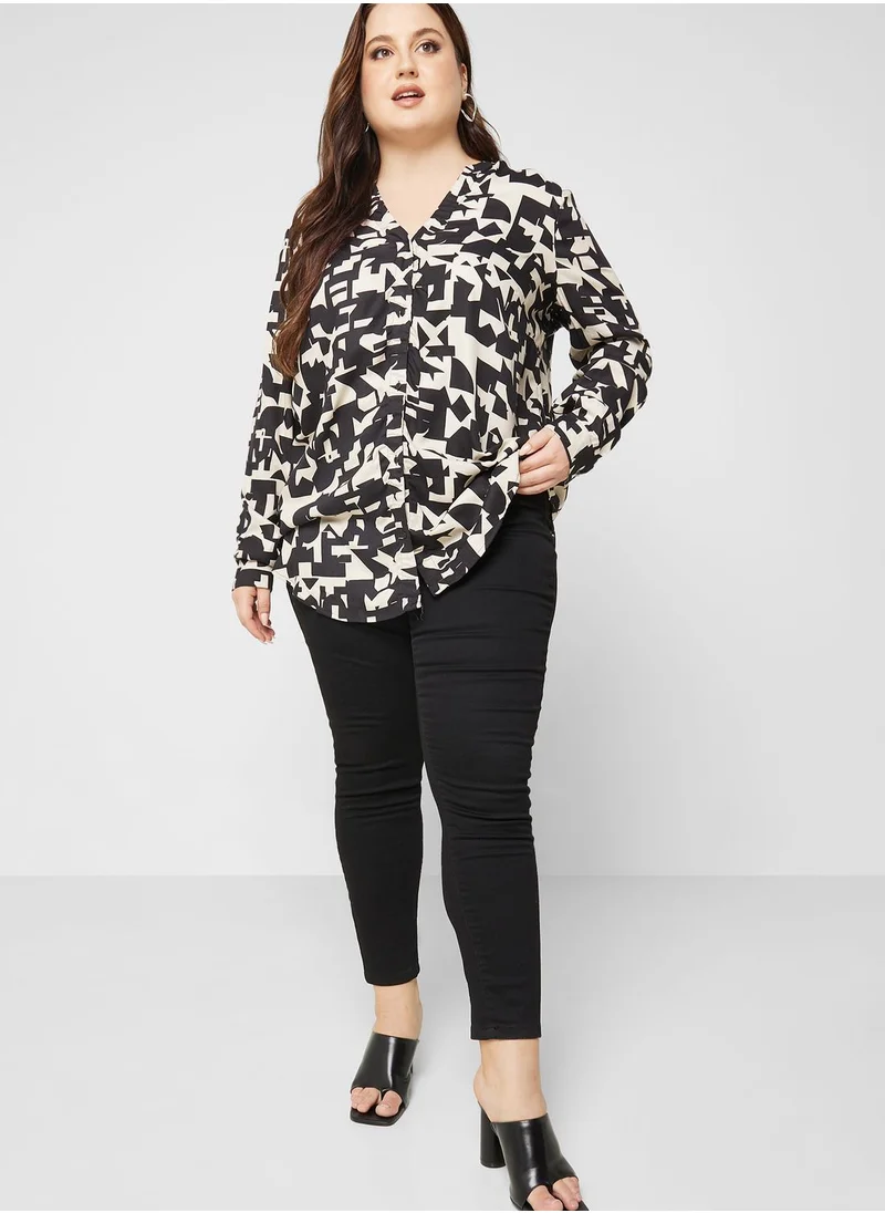 Only Carmakoma Button Down Printed Shirt