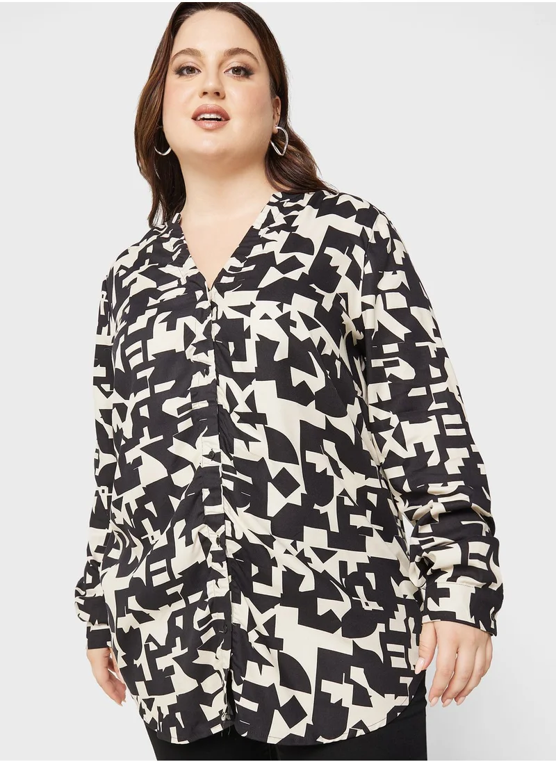 Only Carmakoma Button Down Printed Shirt