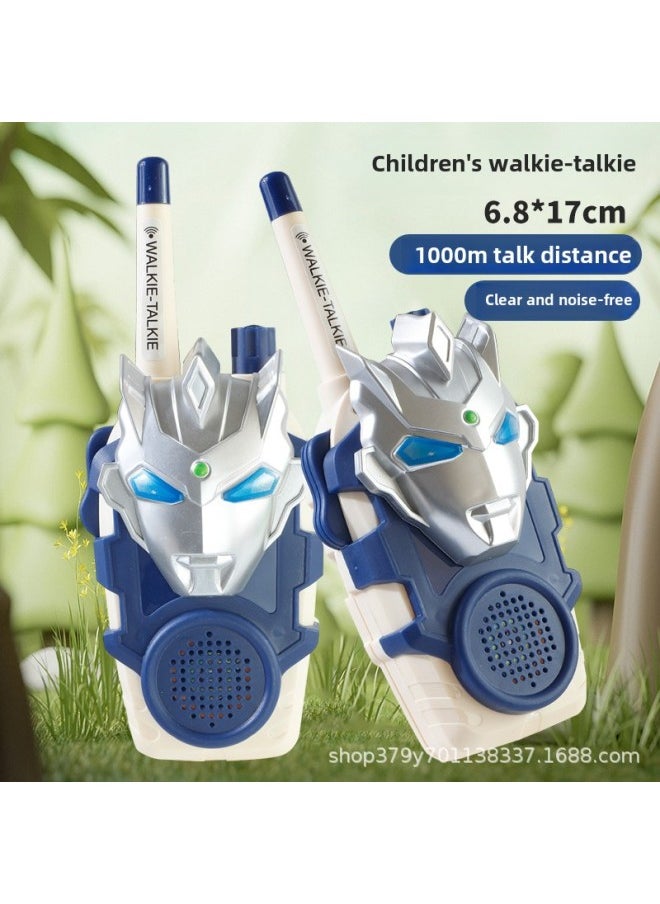 Generic - Selo Ultraman Men's Cool Walkie-talkie Outdoor Toy Parent-Child Interaction Birthday Gift-Color:[blue And Blue Pair] Ultraman Silver Zeta Walkie Talkie-Specifications:Bag [free 6 Batteries + Screwdriver] - Image 1
