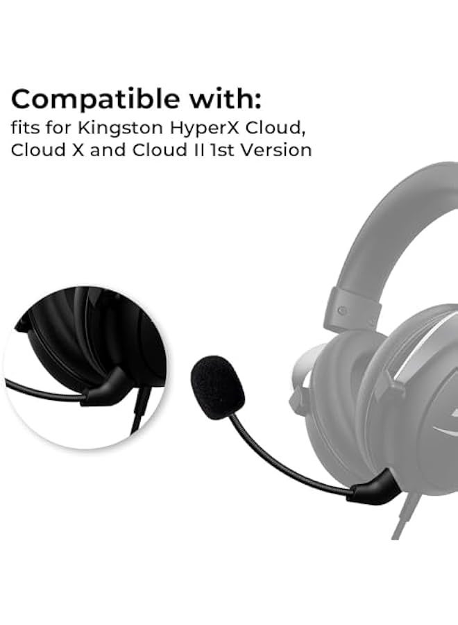 Mic Replacement Microphone fits for Kingston HyperX Cloud, Cloud X and Cloud II 1st Version for PS4 Xbox One Nintendo Switch Computer PC Gaming Headsets Noise Cancelling 3.5mm Jack Black - Image 4