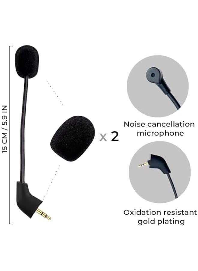 Mic Replacement Microphone fits for Kingston HyperX Cloud, Cloud X and Cloud II 1st Version for PS4 Xbox One Nintendo Switch Computer PC Gaming Headsets Noise Cancelling 3.5mm Jack Black - Image 2