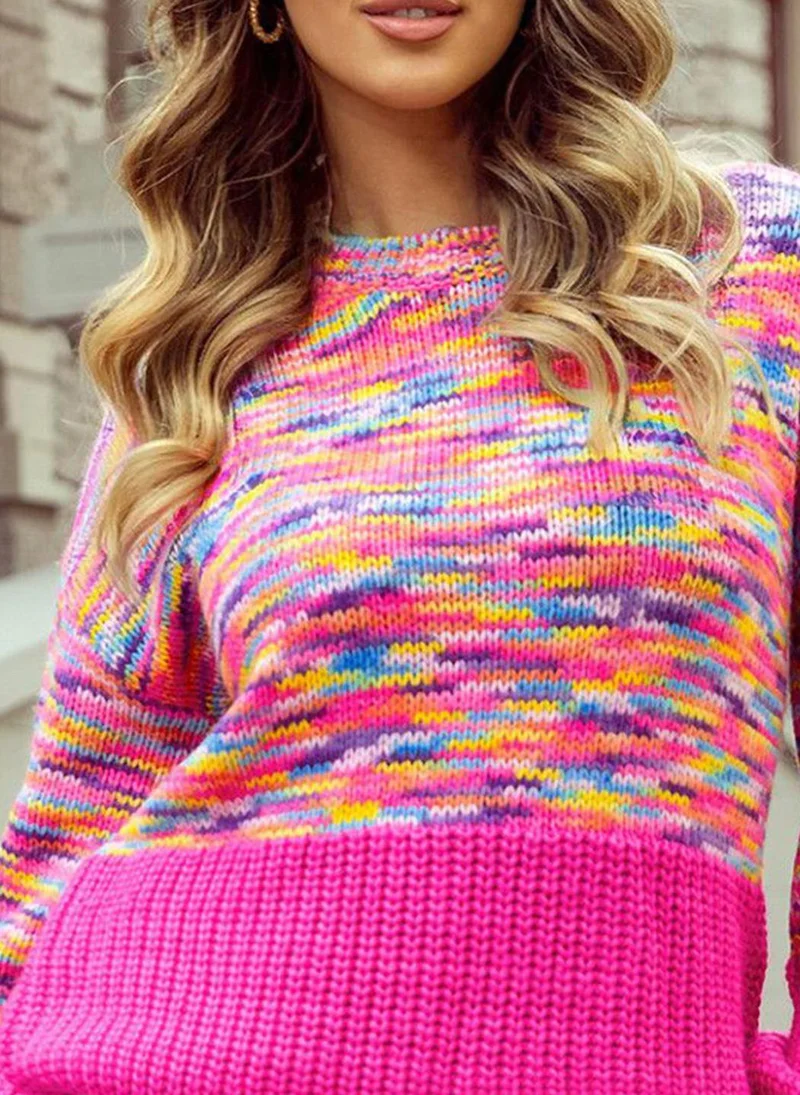 يونيكي Pink  Self Design Speckled Pullover Sweater