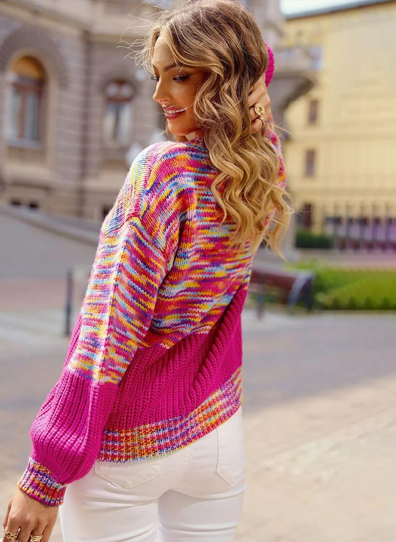 يونيكي Pink  Self Design Speckled Pullover Sweater