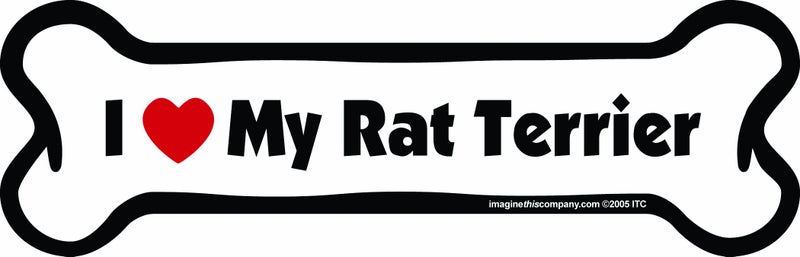 Imagine This Bone Car Magnet, I Love My Rat Terrier, 2-Inch by 7-Inch
