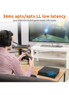 USB Bluetooth 5.3 Audio Adapter for 2 Wireless Headphones,Aptx-LL Low Latency Support (Less Than 36 ms), Bluetooth Transmitter for Audio Transmission to PS5/PS4/Airplane/PC, Plug & Play