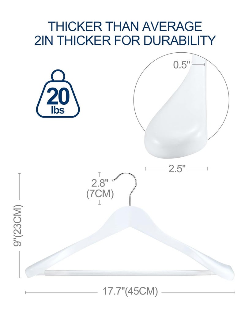 HOUSE DAY HOUSE DAY High-Grade Solid Wood Coat Hangers for Women, Wide Shoulder Wooden Hangers, Suit Hangers with Non Slip Pants Bar, Smooth Finish 360° Swivel Hook for Dress, Heavy Clothes Hangers 6 Pack White - Image 2