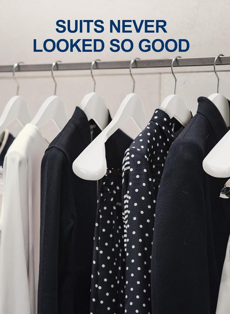 HOUSE DAY HOUSE DAY High-Grade Solid Wood Coat Hangers for Women, Wide Shoulder Wooden Hangers, Suit Hangers with Non Slip Pants Bar, Smooth Finish 360° Swivel Hook for Dress, Heavy Clothes Hangers 6 Pack White - Image 4