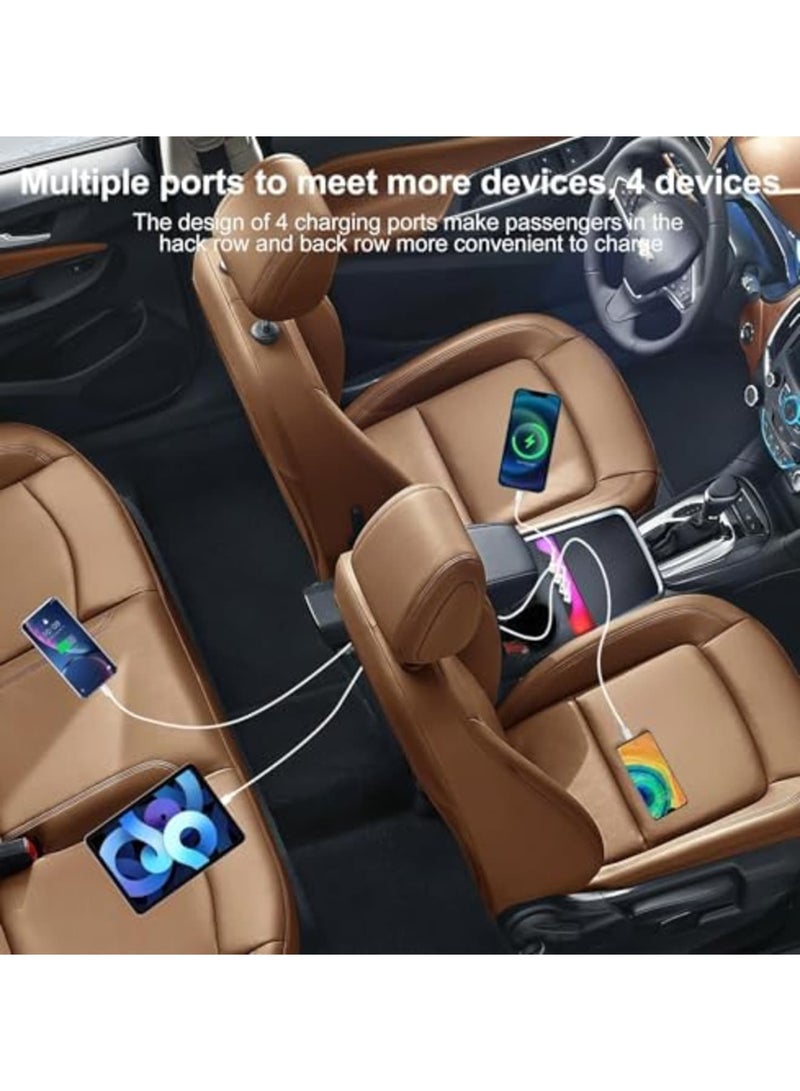 SYOSI USB Hub for Tesla Model 3/Y Accessories (2021-2024), Multi-Port Fast Charger with RGB Ambient Lighting, Tesla Center Console Docking Station, Compatible with Model 3 & Y (Not for Model 3 2024) (Black) - Image 5