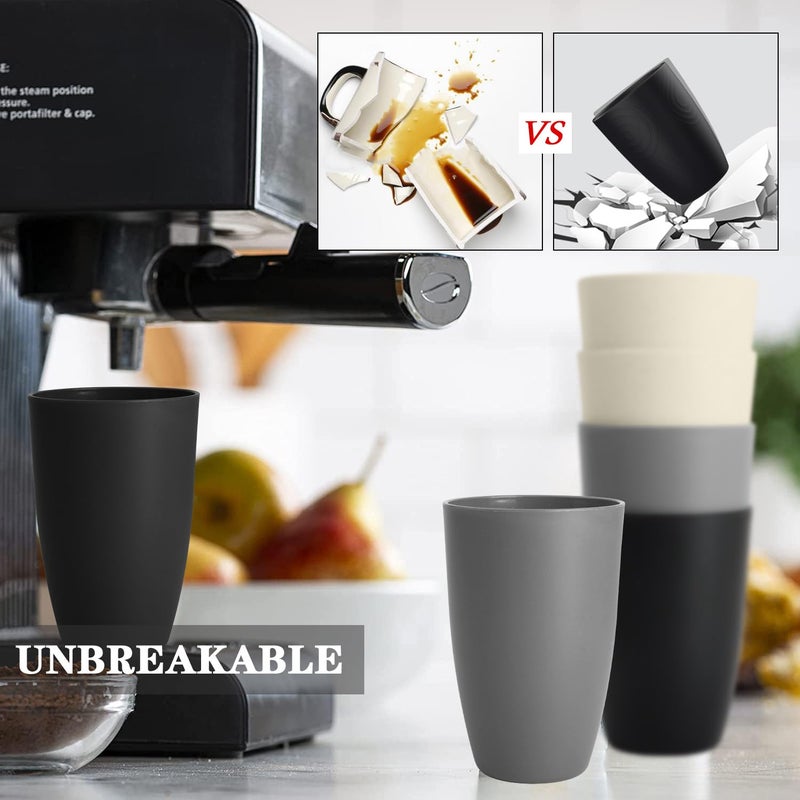 Homienly Premium Wheat Straw Cups, 20oz Lightweight and Unbreakable Drinking Cups Set of 6, Reusable Water Glasses Microwave and Dishwasher Safe Cup Set for Coffee, Milk, Juice - GreyStone - Image 5