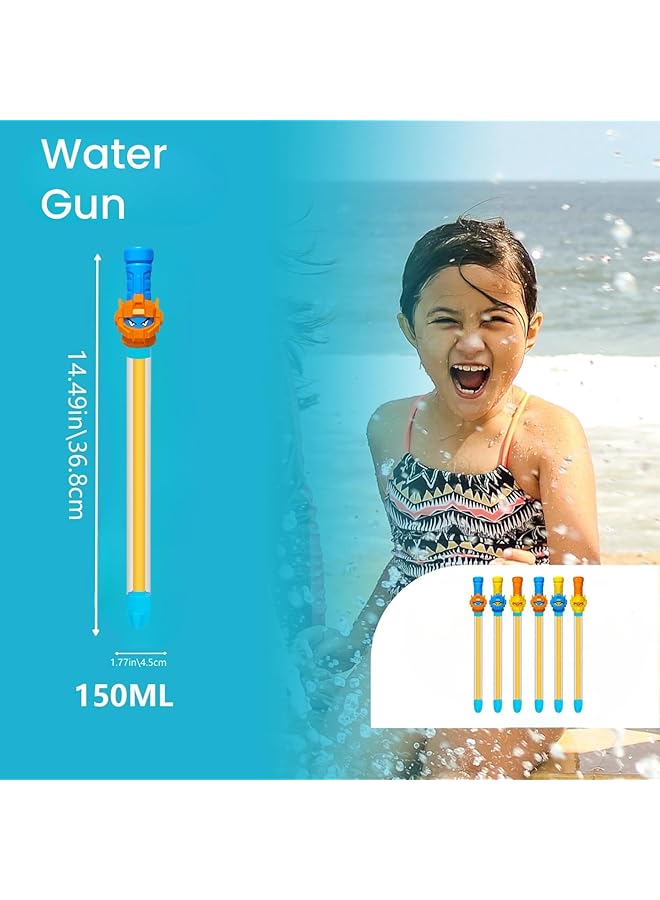 KASTWAVE Water Shooters For Kids 6 Pcs Children Water Soaker Toys Pull Out Design Outdoor Beach & Pool Games Liquid Fighting Game With Fountain Effect For Birthday Parties - Image 4