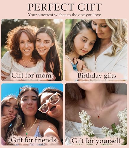 FUNEIA June Necklaces for Women Gold Color Plated Emerald Birthstone Necklace for Women Mothers Dainty Gold Color Necklace Blue Green Cubic Zirconia Pendant Birthday Gifts Jewelry - Image 4