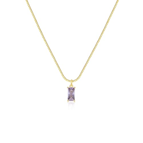 FUNEIA June Necklaces for Women Gold Color Plated Emerald Birthstone Necklace for Women Mothers Dainty Gold Color Necklace Blue Green Cubic Zirconia Pendant Birthday Gifts Jewelry - Image 1