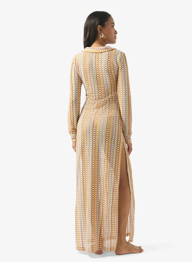 سولايرا Printed Crochet Beach Dress