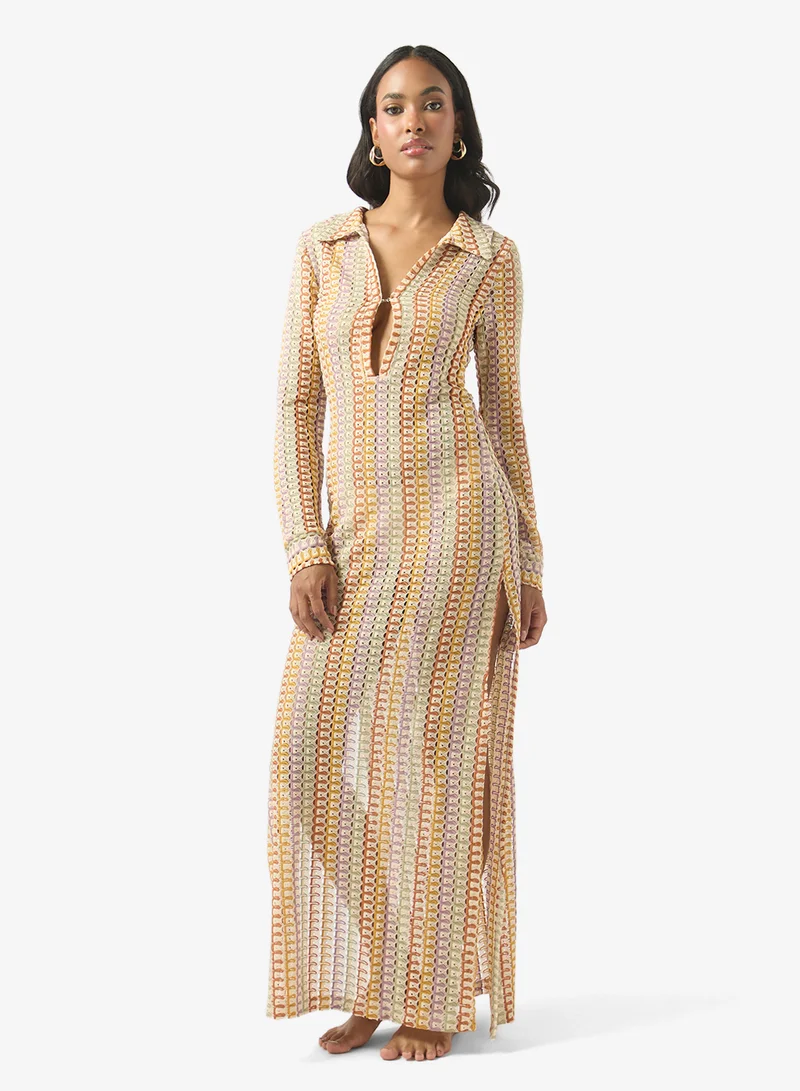 سولايرا Printed Crochet Beach Dress