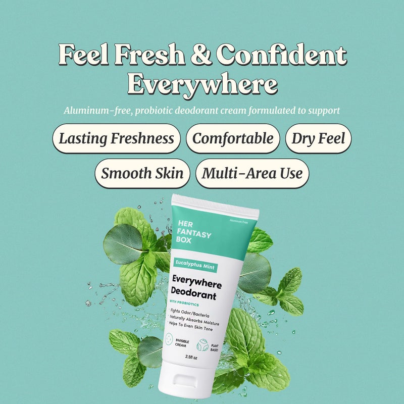 Her Fantasy Box | Everywhere Deodorant | with Probiotics - Mint Scent | Aluminum-Free, Naturally Absorbs Moisture | Fights Odor & Bacteria | Skin-Improving Formula - Image 2