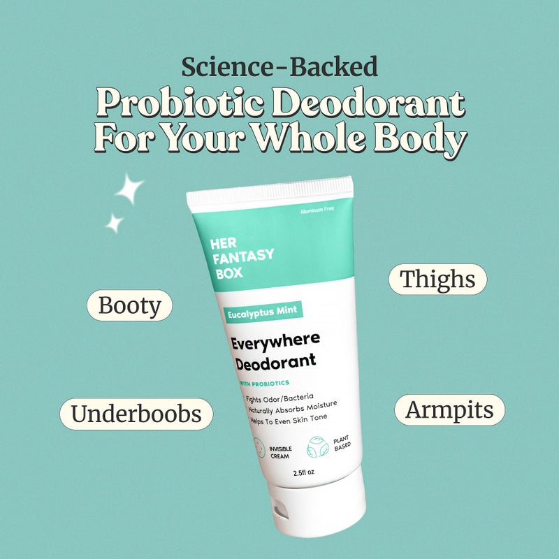 Her Fantasy Box | Everywhere Deodorant | with Probiotics - Mint Scent | Aluminum-Free, Naturally Absorbs Moisture | Fights Odor & Bacteria | Skin-Improving Formula - Image 3