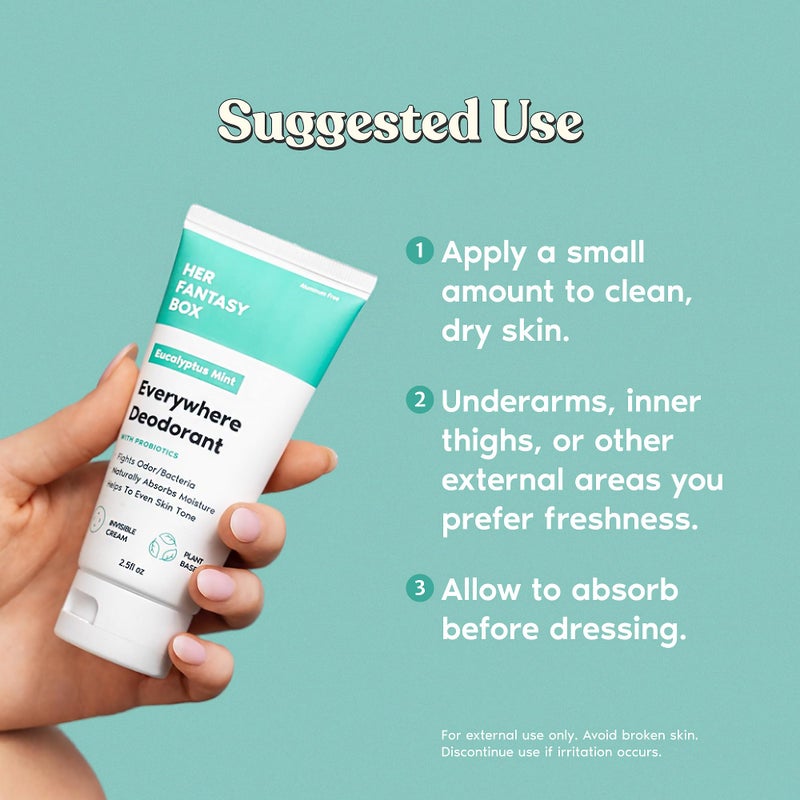 Her Fantasy Box | Everywhere Deodorant | with Probiotics - Mint Scent | Aluminum-Free, Naturally Absorbs Moisture | Fights Odor & Bacteria | Skin-Improving Formula - Image 5