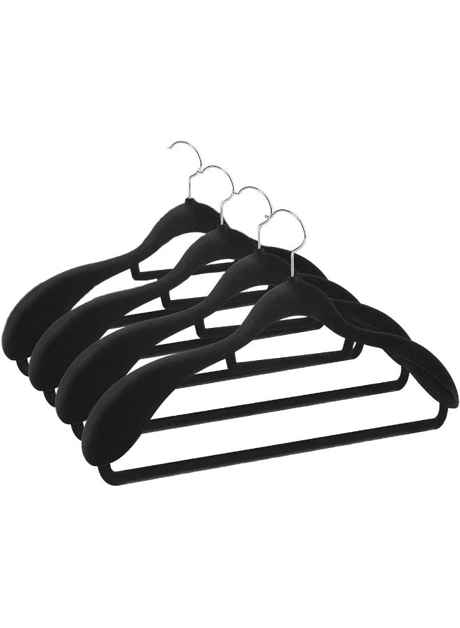 Red Dot Gift Red Dot Gift® 4 Pack Black Wide Shoulder Velvet Hangers,Suit Hangers for Men,Smooth Finish 360°Swivel Hook Heavy Duty Coat Hangers for Closet, Jacket Clothes Hangers for Dress,Pants,Shirts,Skirts,Tie.  - Image 1