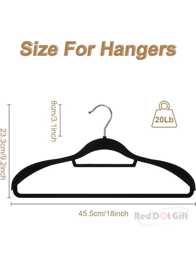 Red Dot Gift Red Dot Gift® 4 Pack Black Wide Shoulder Velvet Hangers,Suit Hangers for Men,Smooth Finish 360°Swivel Hook Heavy Duty Coat Hangers for Closet, Jacket Clothes Hangers for Dress,Pants,Shirts,Skirts,Tie.  - Image 2