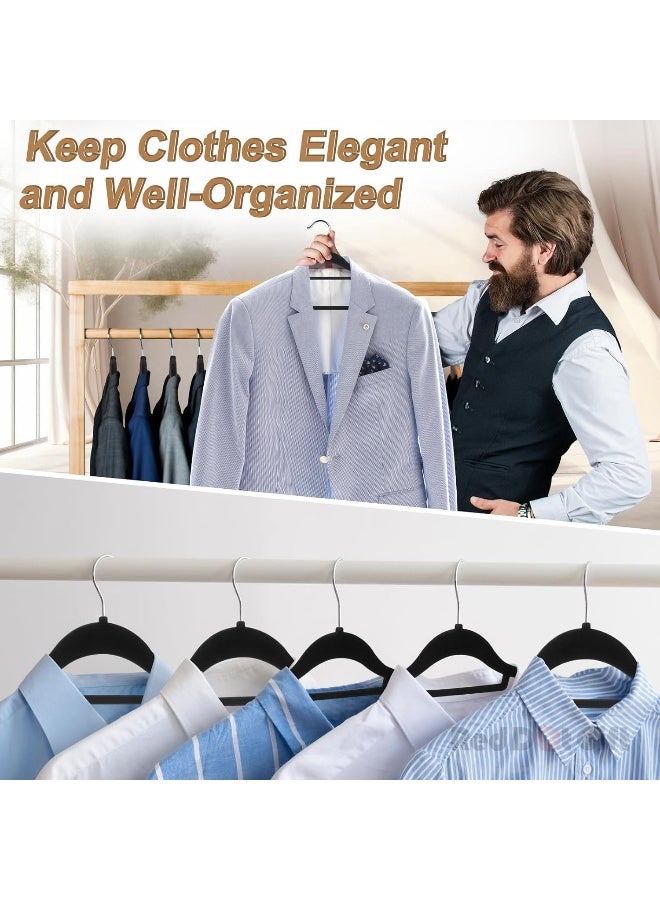 Red Dot Gift Red Dot Gift® 4 Pack Black Wide Shoulder Velvet Hangers,Suit Hangers for Men,Smooth Finish 360°Swivel Hook Heavy Duty Coat Hangers for Closet, Jacket Clothes Hangers for Dress,Pants,Shirts,Skirts,Tie.  - Image 5