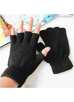 Generic Half Finger Gloves Winter Warm Men's And Women's Outdoor Sports Knitted Gloves Fashion Black  - Image 3