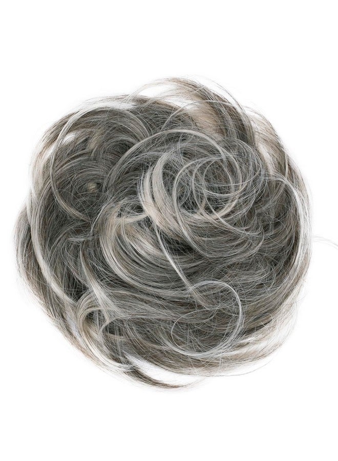 CAISHA Synthetic Fiber Hairpiece Scrunchie Scrunchy Updo Slightly Wavy Gray Blond Mix G21B - Image 1
