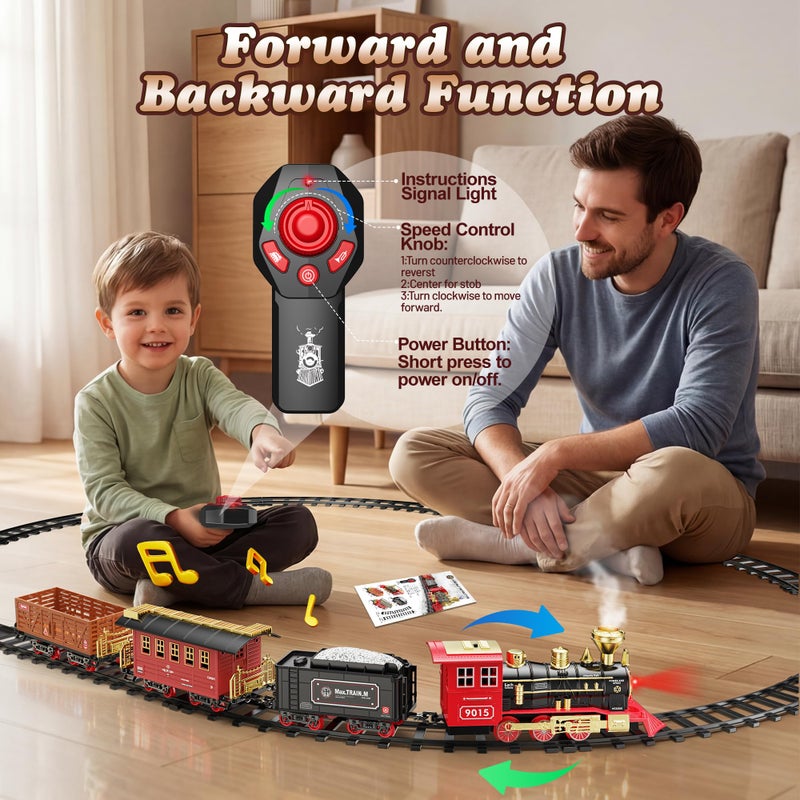 Hot Bee Train Set - Train Toys with Remote Control Trains for Boys with Smokes, Lights and Sound,Toy Train Set for Under Christmas Tree, Toddler Model Trains for 3 4 5 6 7 8+ Years Old Kids - Image 3