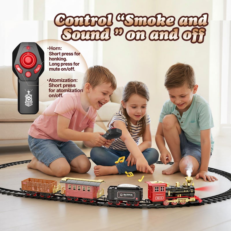 Hot Bee Train Set - Train Toys with Remote Control Trains for Boys with Smokes, Lights and Sound,Toy Train Set for Under Christmas Tree, Toddler Model Trains for 3 4 5 6 7 8+ Years Old Kids - Image 4