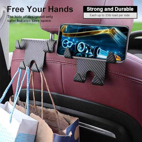 STHIRA® 2Pack Car Headrest Hook & Phone Holder Organizer, Universal ABS Car Back Seat Hooks for Handbag, Backpack, Trash Bag, Cap, Umbrella, Easy Installation, Car Hanging Accessories - Image 3