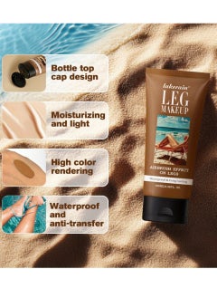 lakerain 100ml Leg Makeup Lotion Waterproof No Transfer Long Lasting Leg Skin Makeup Cover Leg Scar Varicose Veins and Tattoo Cover Up Makeup Cream Moisturize Leg Makeup Gel  - Image 3