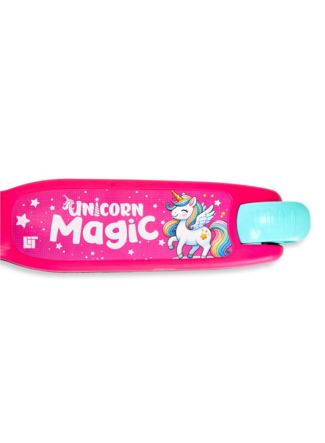 LiT Unicorn 3 Wheel Scooter Pink with Stable 3-Wheel Preschool Design, Light-Up PU Wheels, Adjustable Handlebar Height, Durable Lightweight Frame and Wide Deck for Better Control | LT-7012-PNK - Image 3