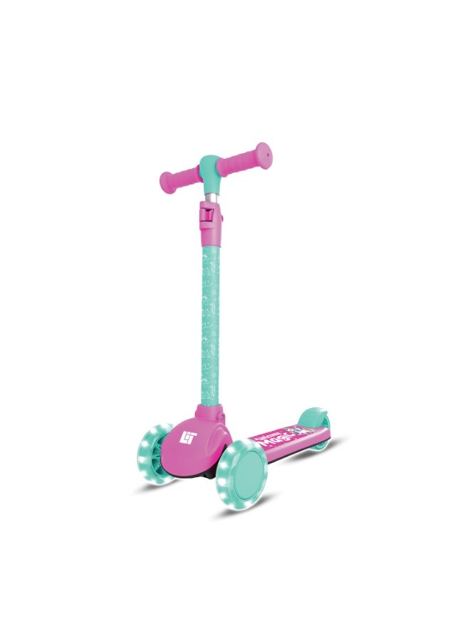 LiT Unicorn 3 Wheel Scooter Pink with Stable 3-Wheel Preschool Design, Light-Up PU Wheels, Adjustable Handlebar Height, Durable Lightweight Frame and Wide Deck for Better Control | LT-7012-PNK - Image 1