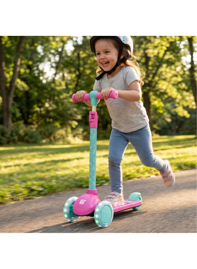 LiT Unicorn 3 Wheel Scooter Pink with Stable 3-Wheel Preschool Design, Light-Up PU Wheels, Adjustable Handlebar Height, Durable Lightweight Frame and Wide Deck for Better Control | LT-7012-PNK - Image 4