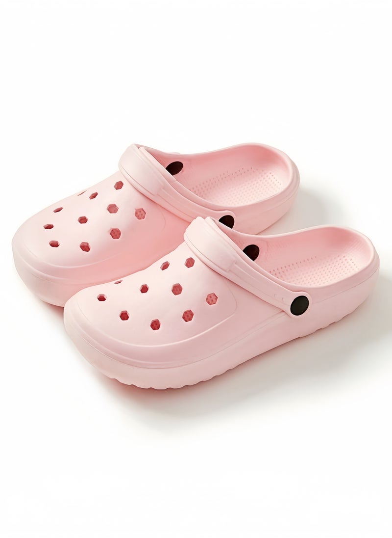 GGEROU Classic Men and Women Sandals Thick Sole Anti Slip Hole Shoes Beach Shoes EVA Casual Clogs Pink  - Image 1