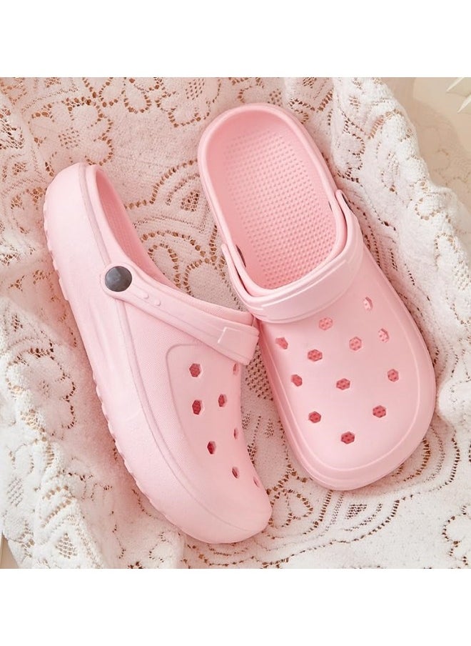 GGEROU Classic Men and Women Sandals Thick Sole Anti Slip Hole Shoes Beach Shoes EVA Casual Clogs Pink  - Image 3